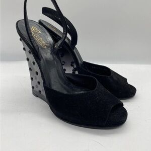 Gucci Black Wedge Heels with Studded Detail